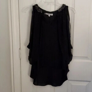 Jennifer Lopez Top with Cold Shoulder Flowy Sleeves